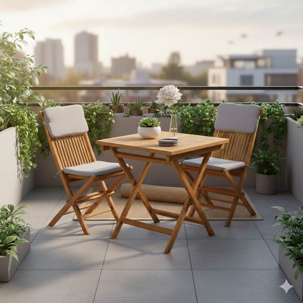 OUTLIV. Bristol Gartenmöbel-Set S (2 Plätze) Tisch 70x70cm Natur