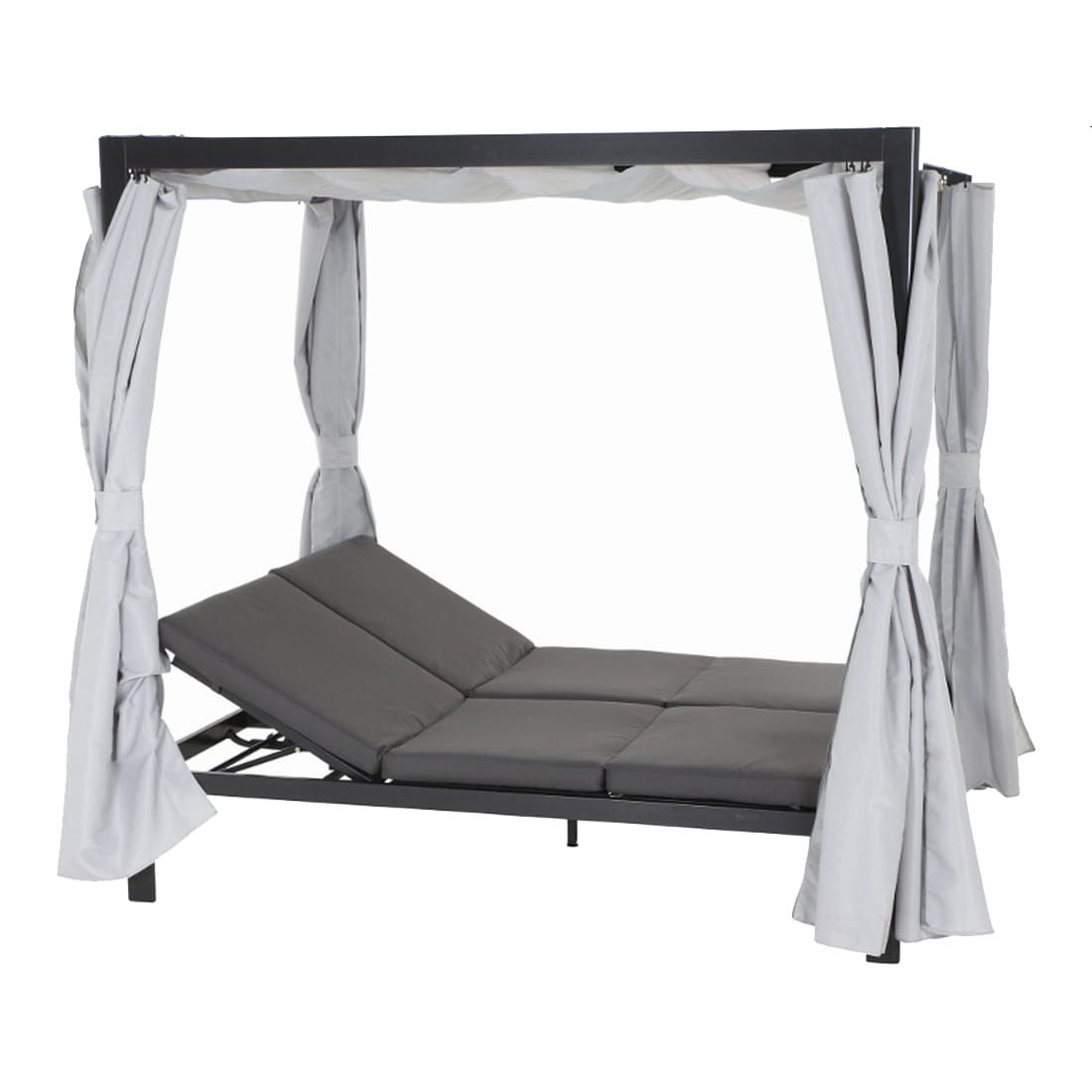 siena garden waikiki loungebett inkl dach aluminium textil anthrazit hellgrau garten und freizeit