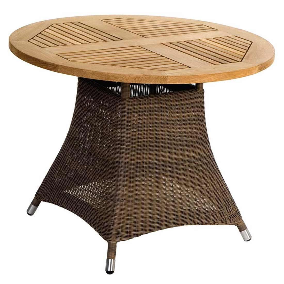 Zebra Yachtclub Loomus Gartentisch Ø100cm  Geflecht/Teak
