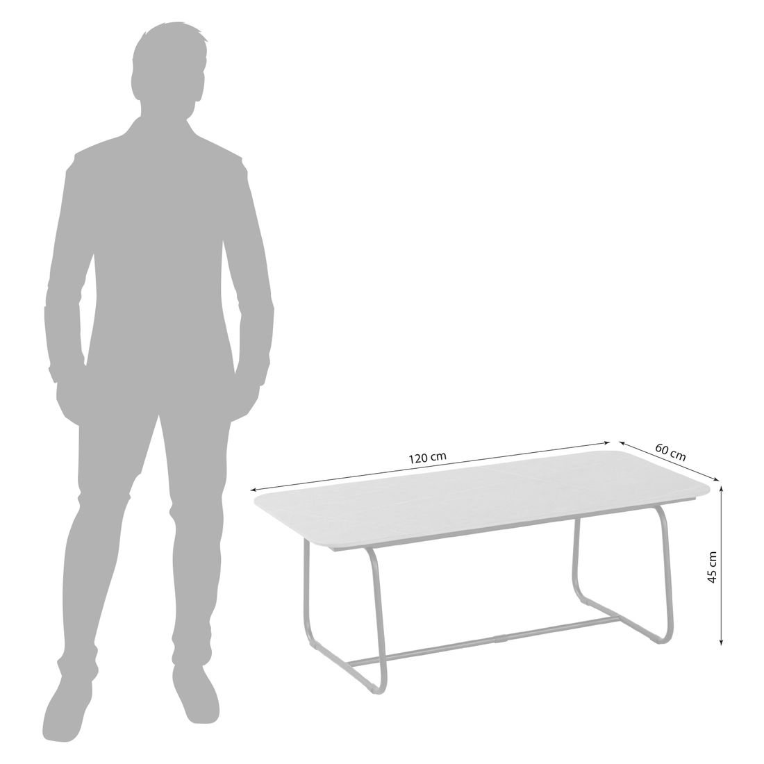 SCHÖNER WOHNEN-Kollektion Fontein Loungetisch 120x60cm Aluminium/Keramik