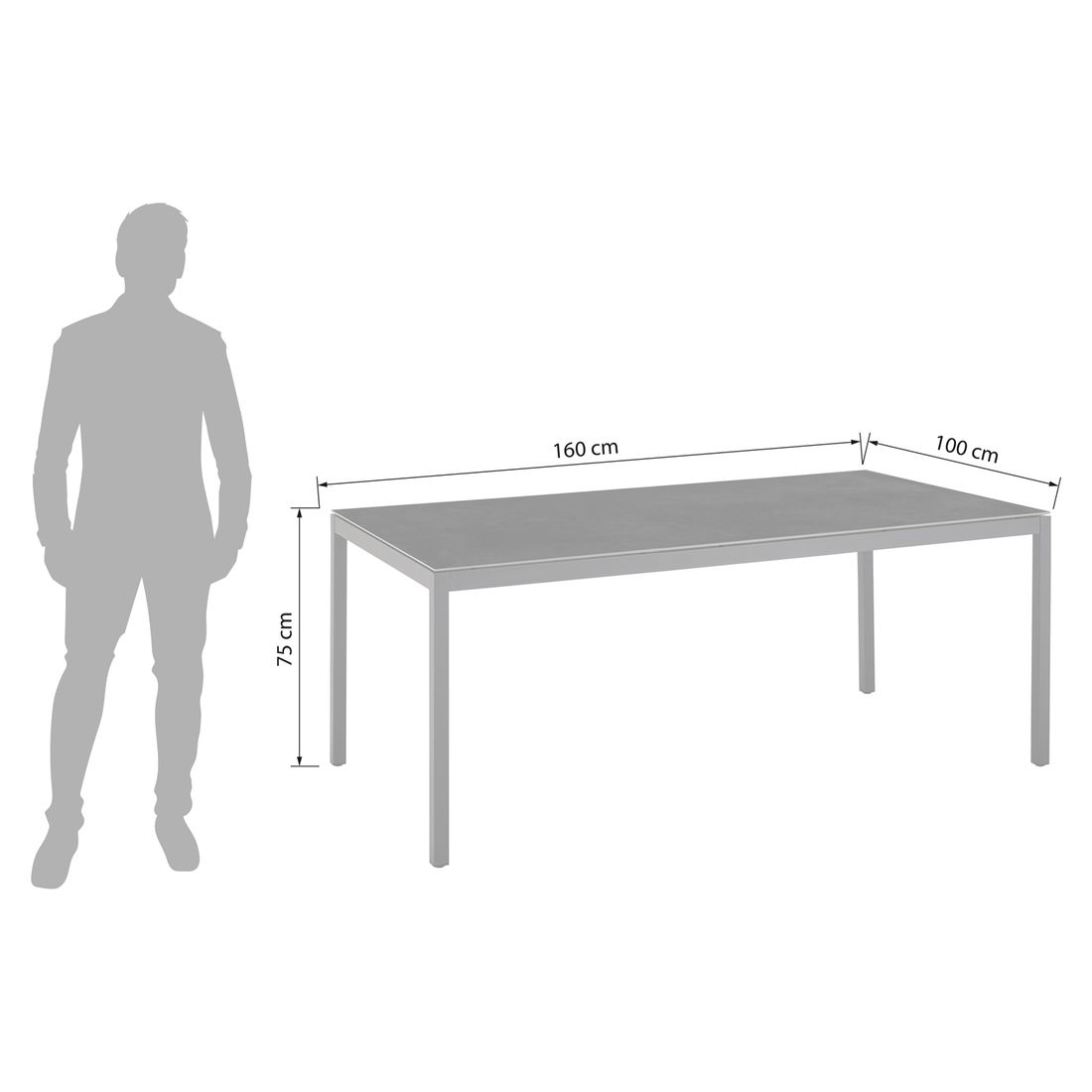 OUTLIV. Mia Gartentisch 160x100cm Aluminium/HPL