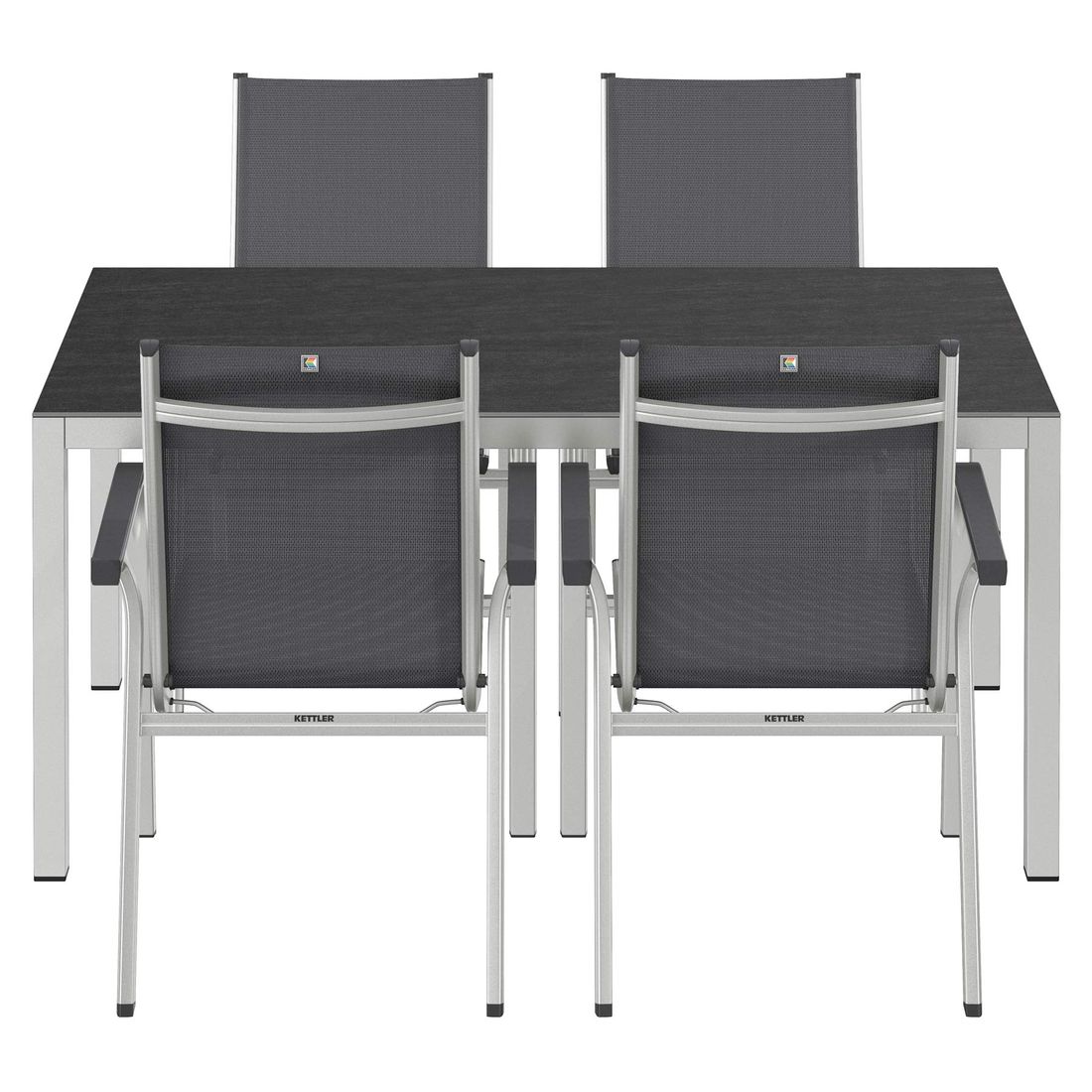 Kettler Basic Plus Gartenmöbel-Set M (4 Plätze) mit OUTLIV. Tisch 160x90cm