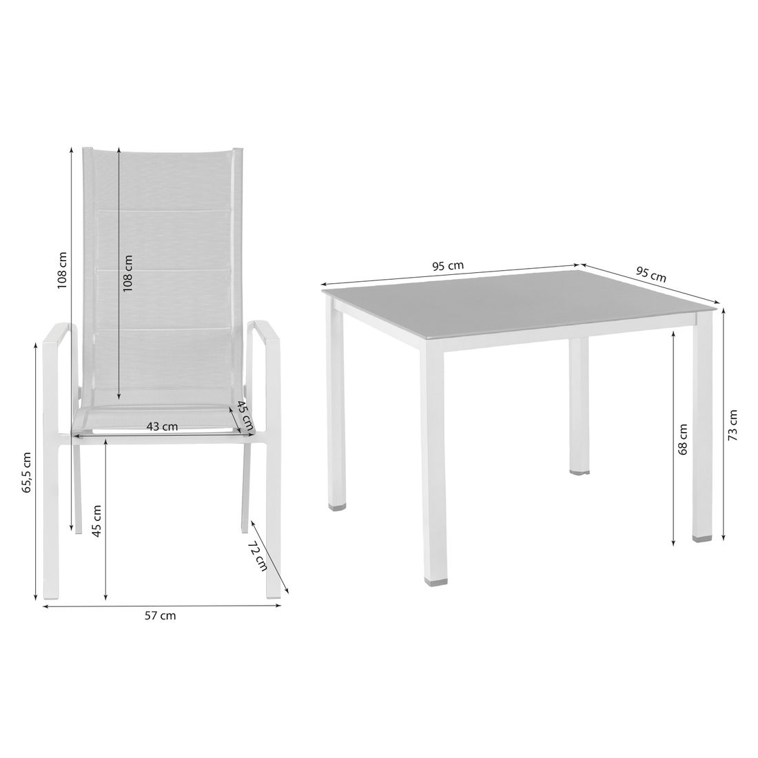 OUTLIV. Melbourne Gartenmöbel-Set M (4 Plätze) mit Kettler Tisch 95x95cm