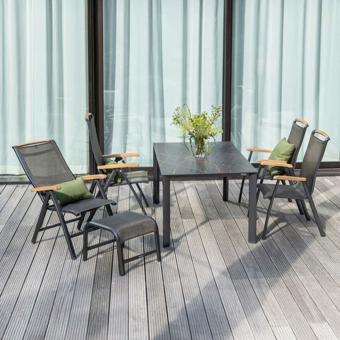 Kettler Memphis Gartenmöbel-Set M verstellbar (4 Plätze) Tisch 160x95cm