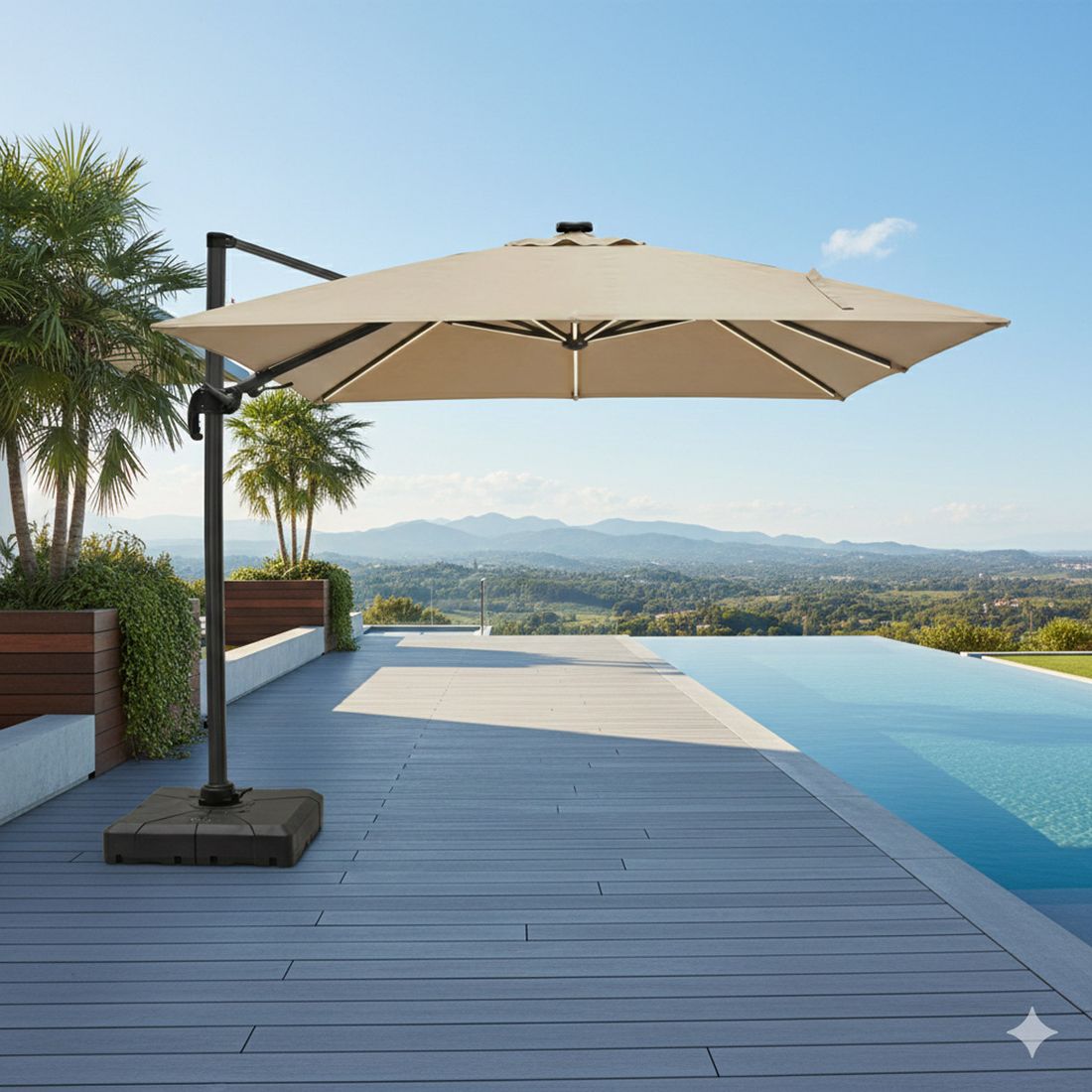 LC Garden Cantilever Ampelschirm mit LED-Beleuchtung 300x300cm