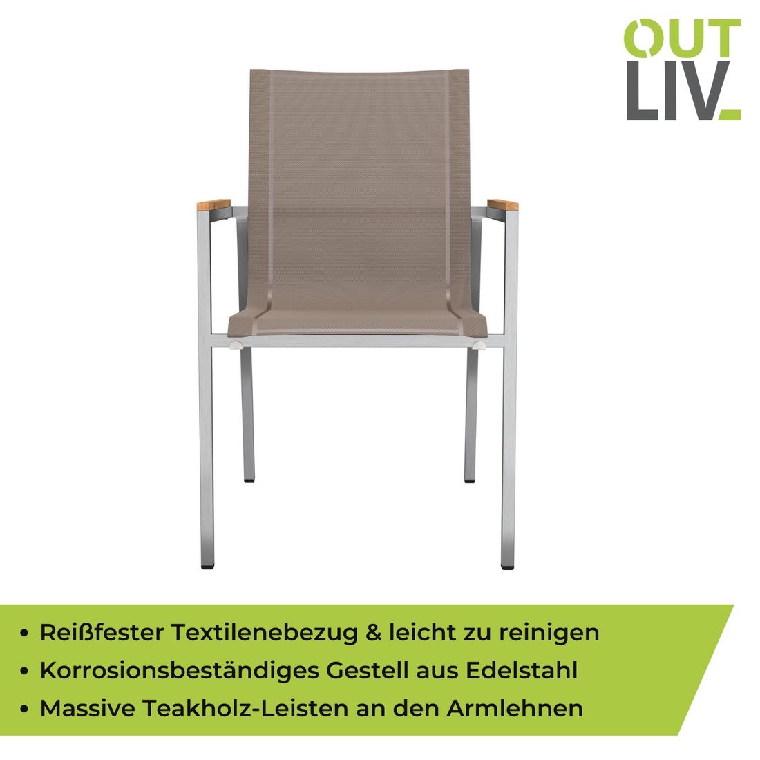 OUTLIV. Rimini Stapelsessel Edelstahl/Textilene