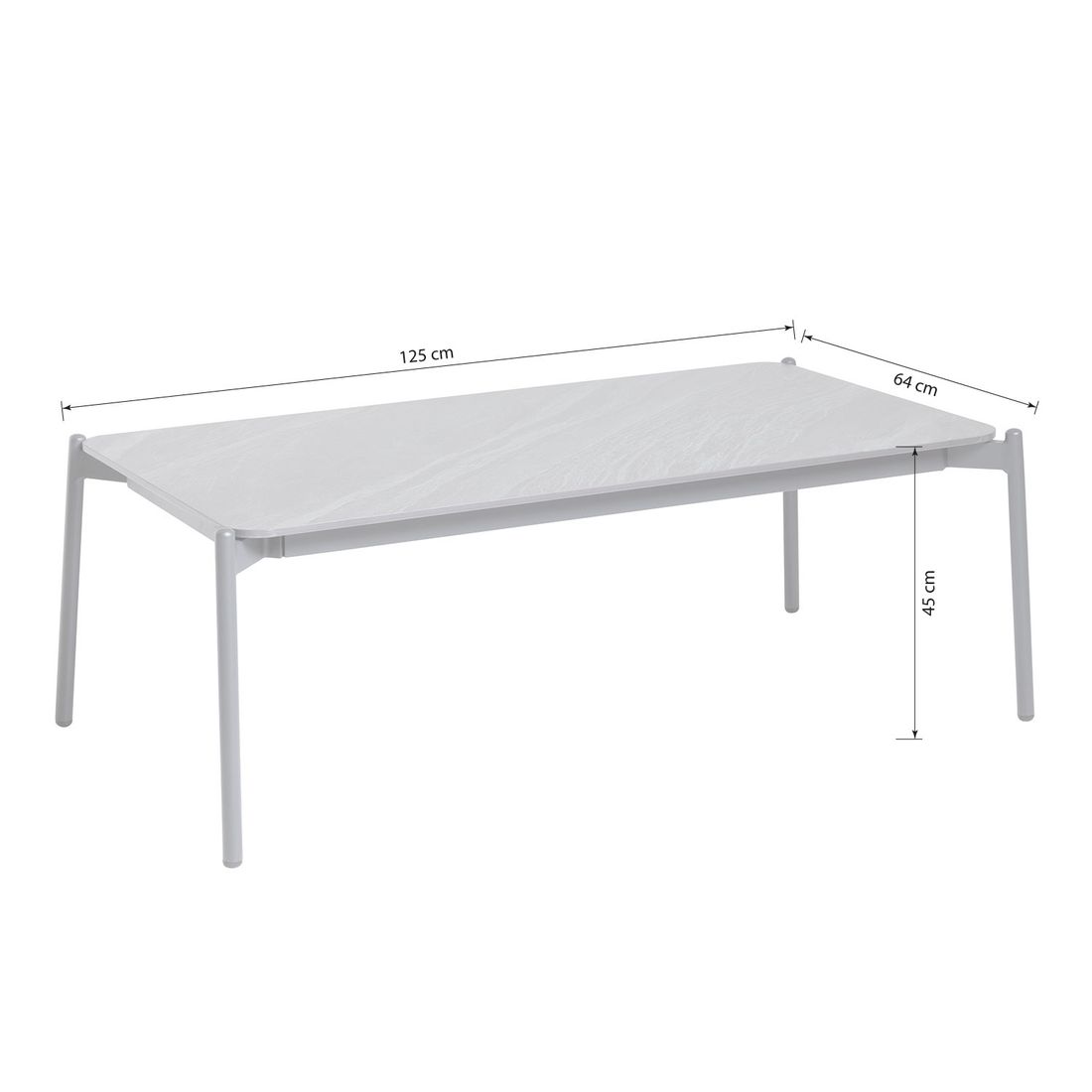 Interliving 7013 Loungetisch 125x64cm Aluminium/Sinterstone