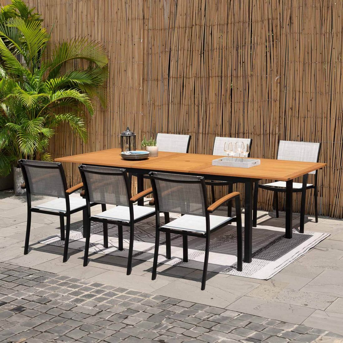 LifestyleGarden Ragusa Gartenmöbel-Set L (6 Plätze) Tisch 180/240x100cm