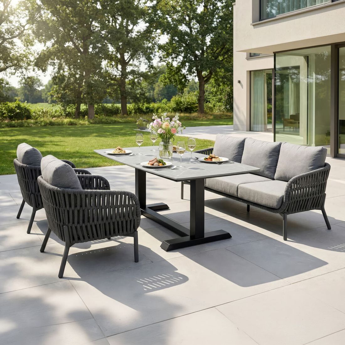 LC Garden Terano Diningsofa Low Dining Aluminium/Rope/Olefin