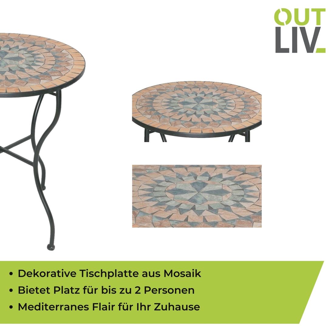 OUTLIV. Mosaik Gartentisch Eisen/Mosaik