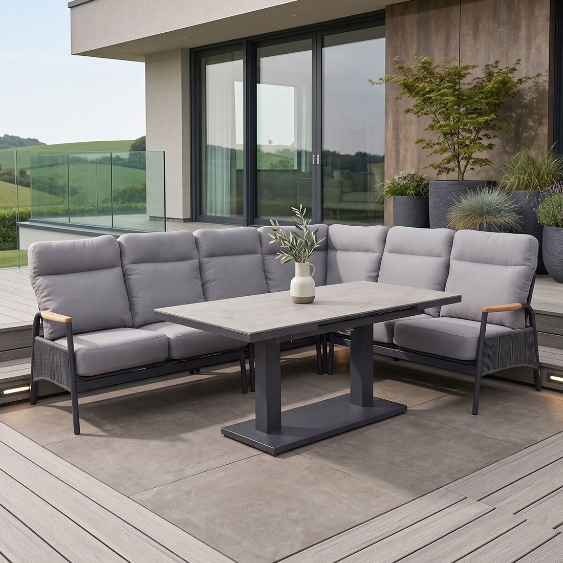 OUTLIV. Valencia Dininglounge Tisch 180x90cm Aluminium/Rope/Olefin