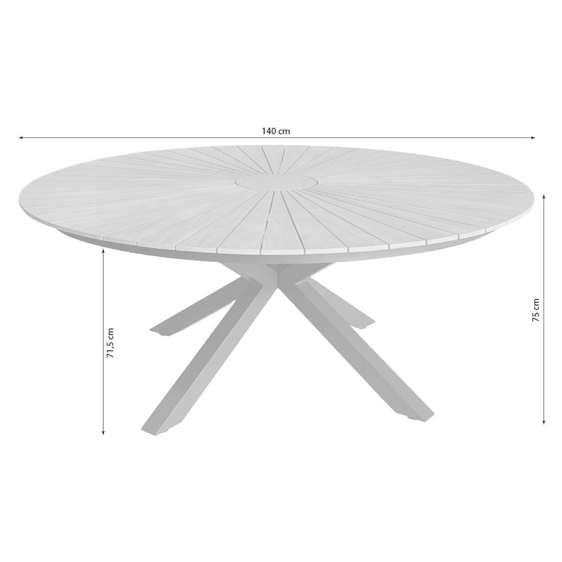 Interliving 7011 Gartenmöbel-Set M (5 Plätze) Tisch Ø140cm