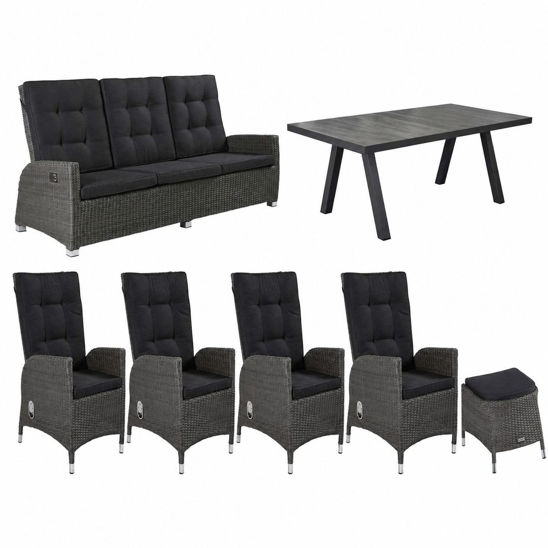LC Garden Barcelona Gartenmöbel-Set L verstellbar (7 Plätze) Tisch 200x100cm