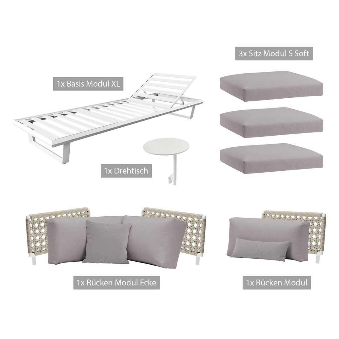 Solpuri Boom Diningsofa verstellbar Aluminium/Bombay