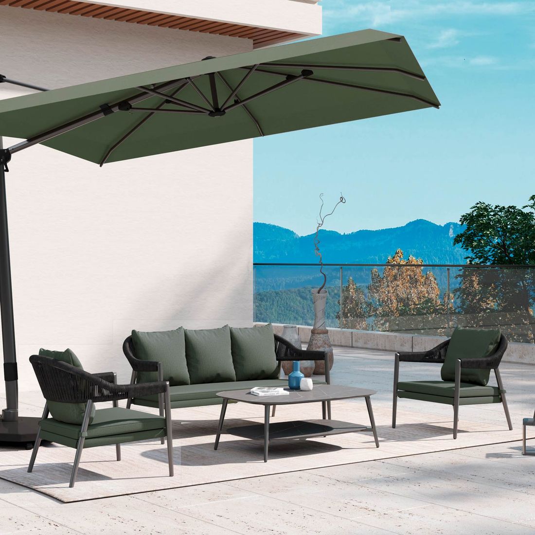 MWH Camarillo Loungeset inkl. Loungetisch Aluminium/Rope