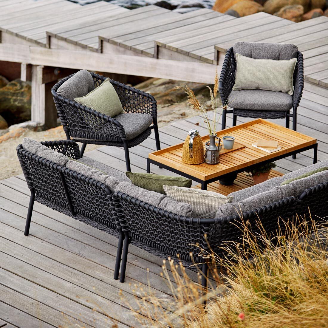 Cane-Line Ocean Loungesessel Aluminium/Rope