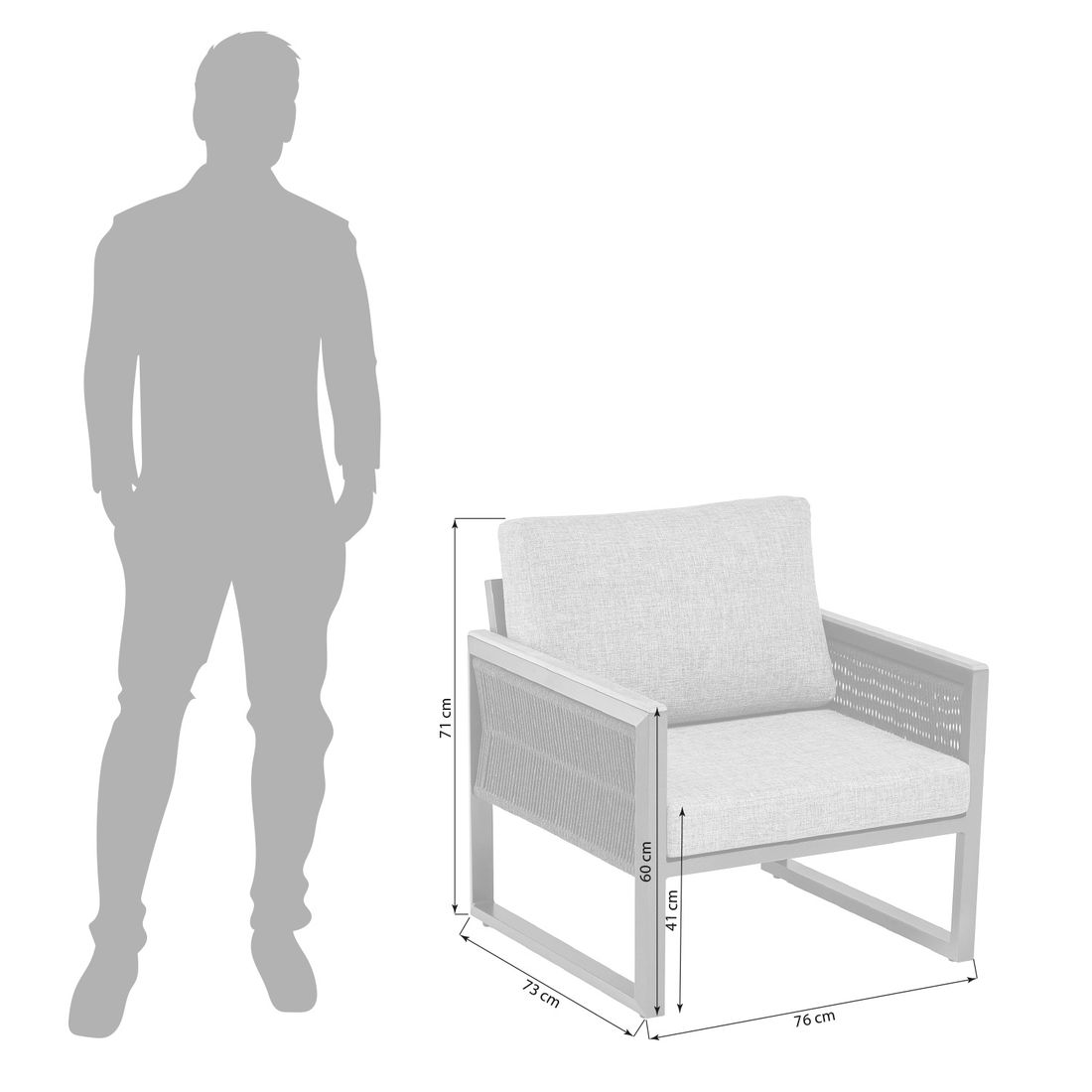 Kettler Ocean Skid Loungesessel Aluminium/Rope