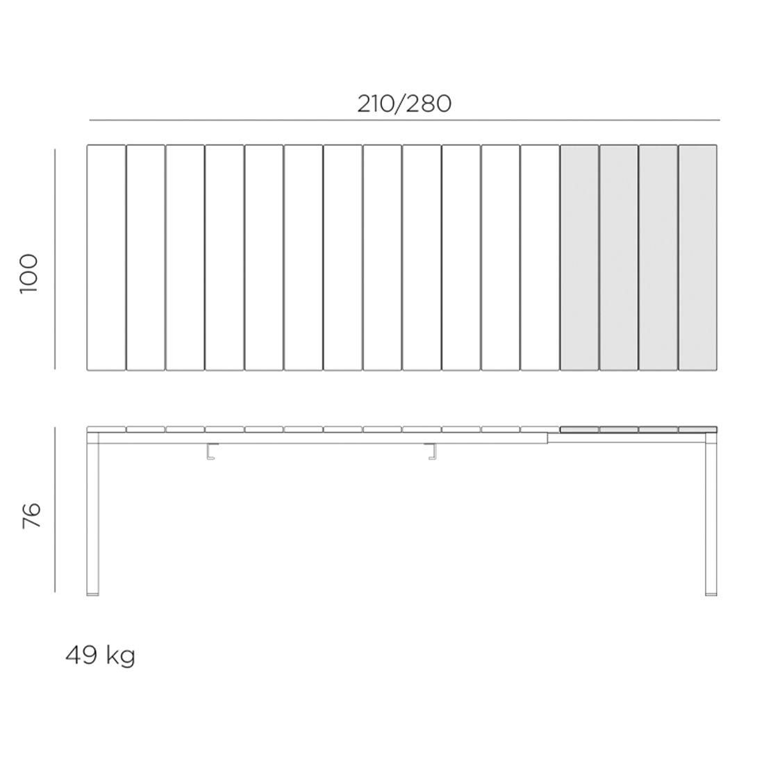 Nardi Net Gartenmöbel-Set 7-tlg. Tisch 210/280x100cm