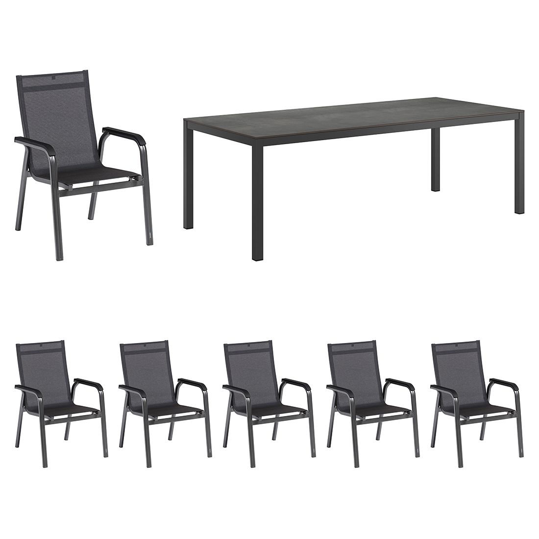 Kettler Basic+ Premium Gartenmöbel-Set L (6 Plätze) mit OUTLIV. Tisch 220x100cm