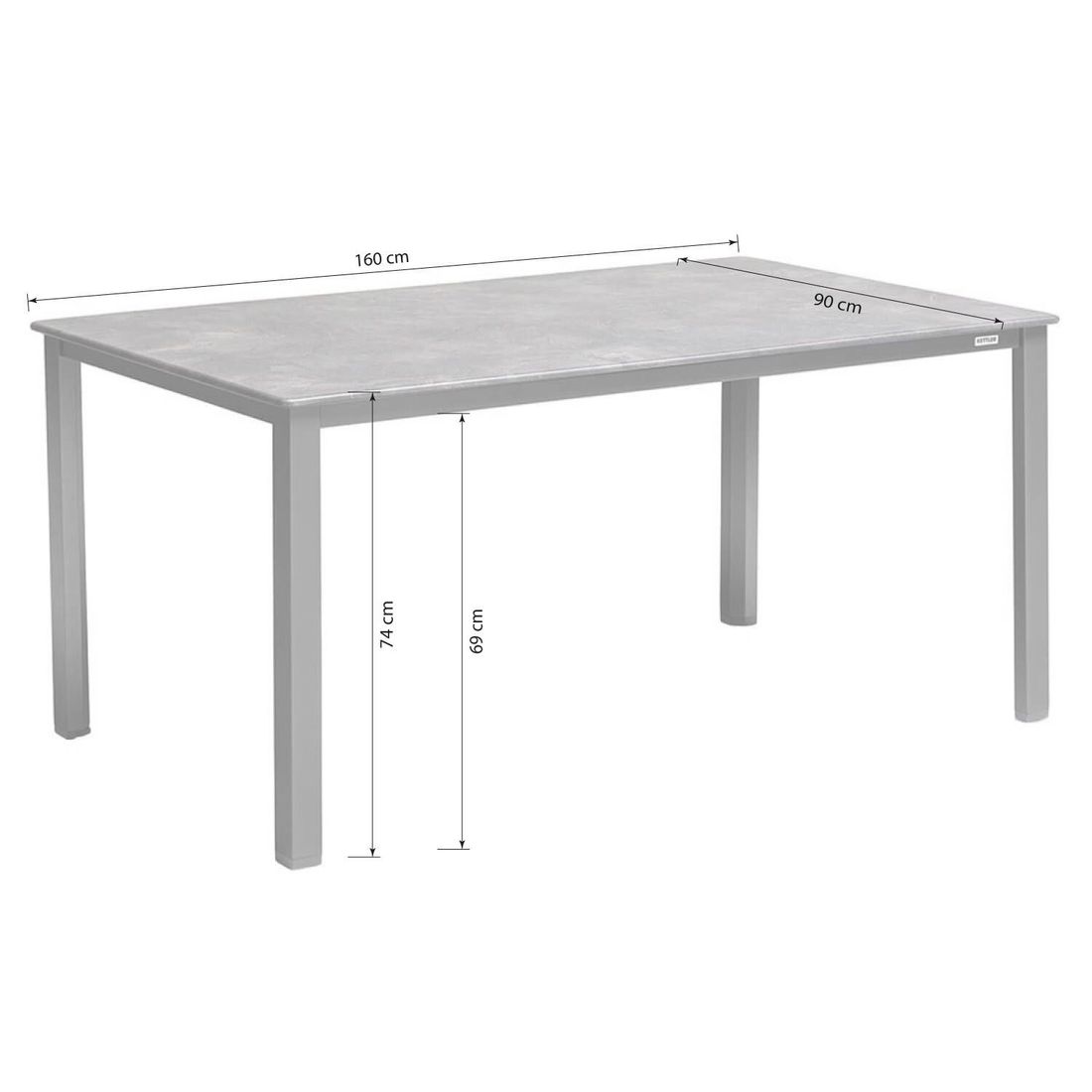 Kettler Cubic Gartentisch 160x90cm Aluminium/Kettalit