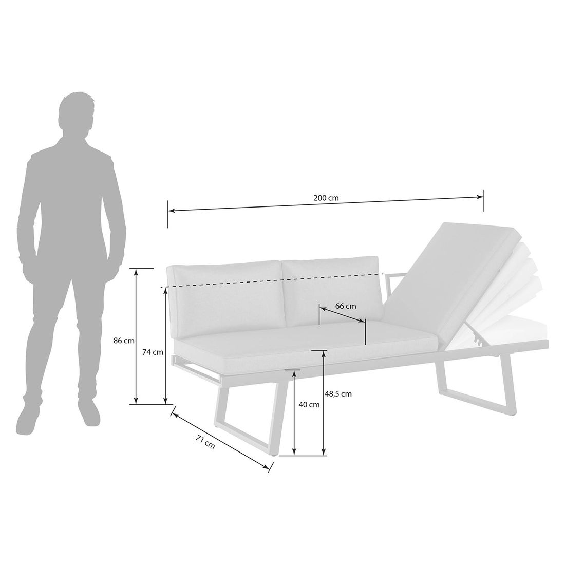 OUTLIV. Lucca Diningsofa Aluminium/Olefin