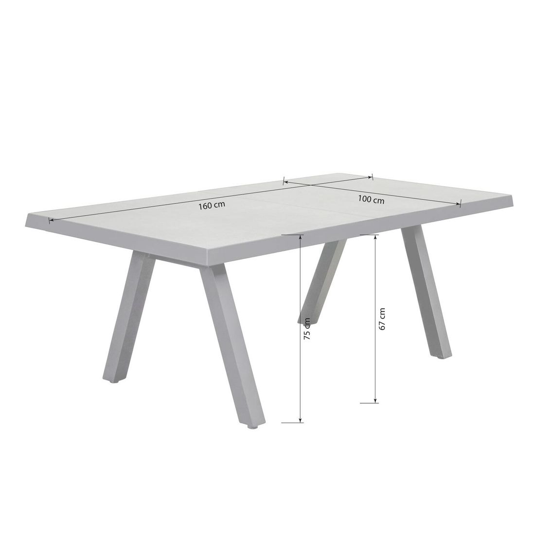 LC Garden Vivera Gartentisch 160x100cm Aluminium/Keramikfliese