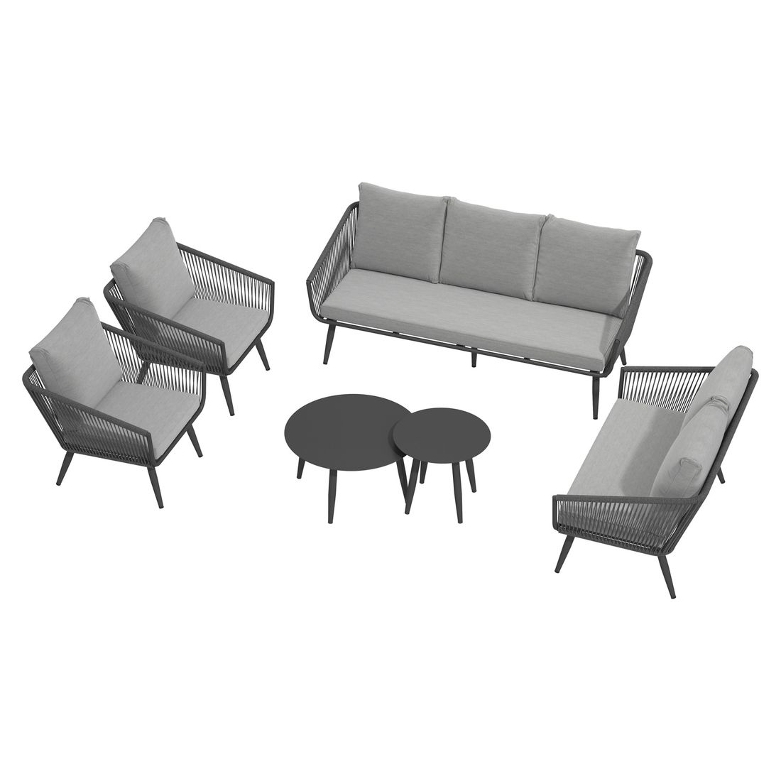 OUTLIV. Alex Loungeset inkl. Loungetische Aluminium/Rope/Olefin