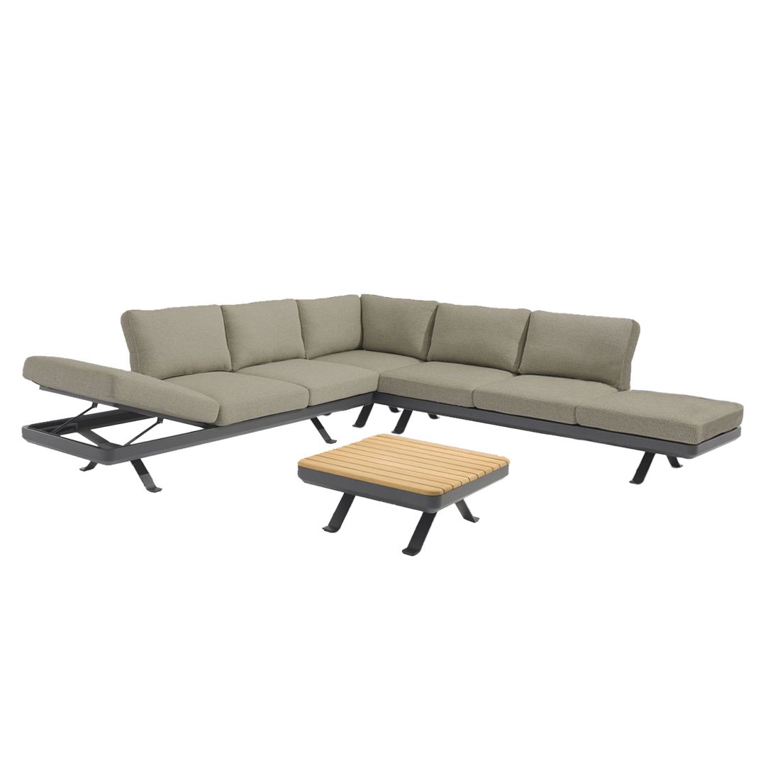 Zebra Sky Ecklounge verstellbar inkl. Loungetisch Aluminium/Sunproof