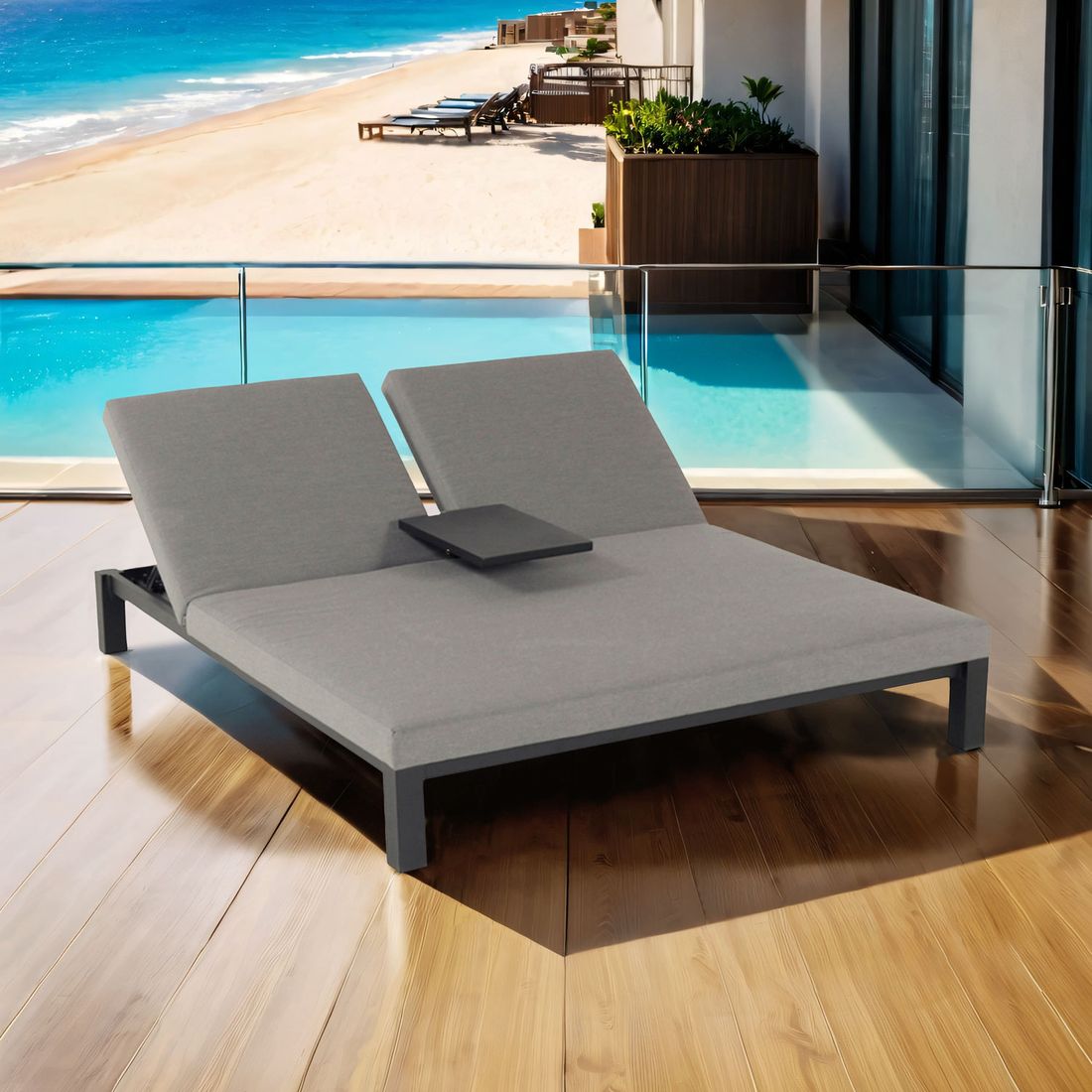 Hartman Eva Daybed verstellbar Aluminium/Sunbrella
