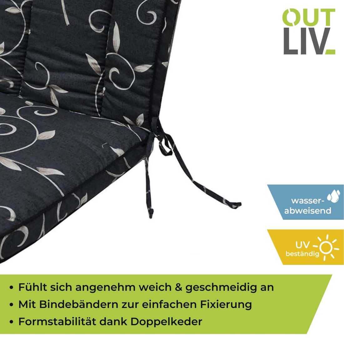 OUTLIV. Romeo Gartenstuhlauflage Niedriglehner 40x90cm Dralon