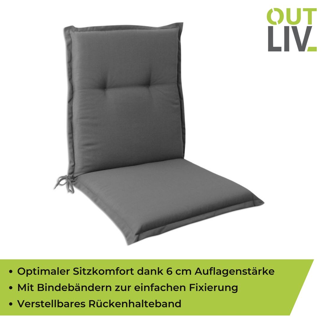 OUTLIV. Florence Gartenstuhlauflage Niedriglehner 50x104cm Kunstfaser