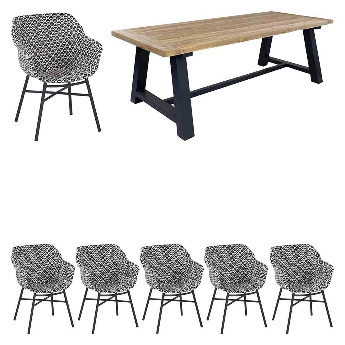 Hartman Delphine Gartenmöbel-Set L (6 Plätze) mit OUTLIV. Tisch 240x100cm