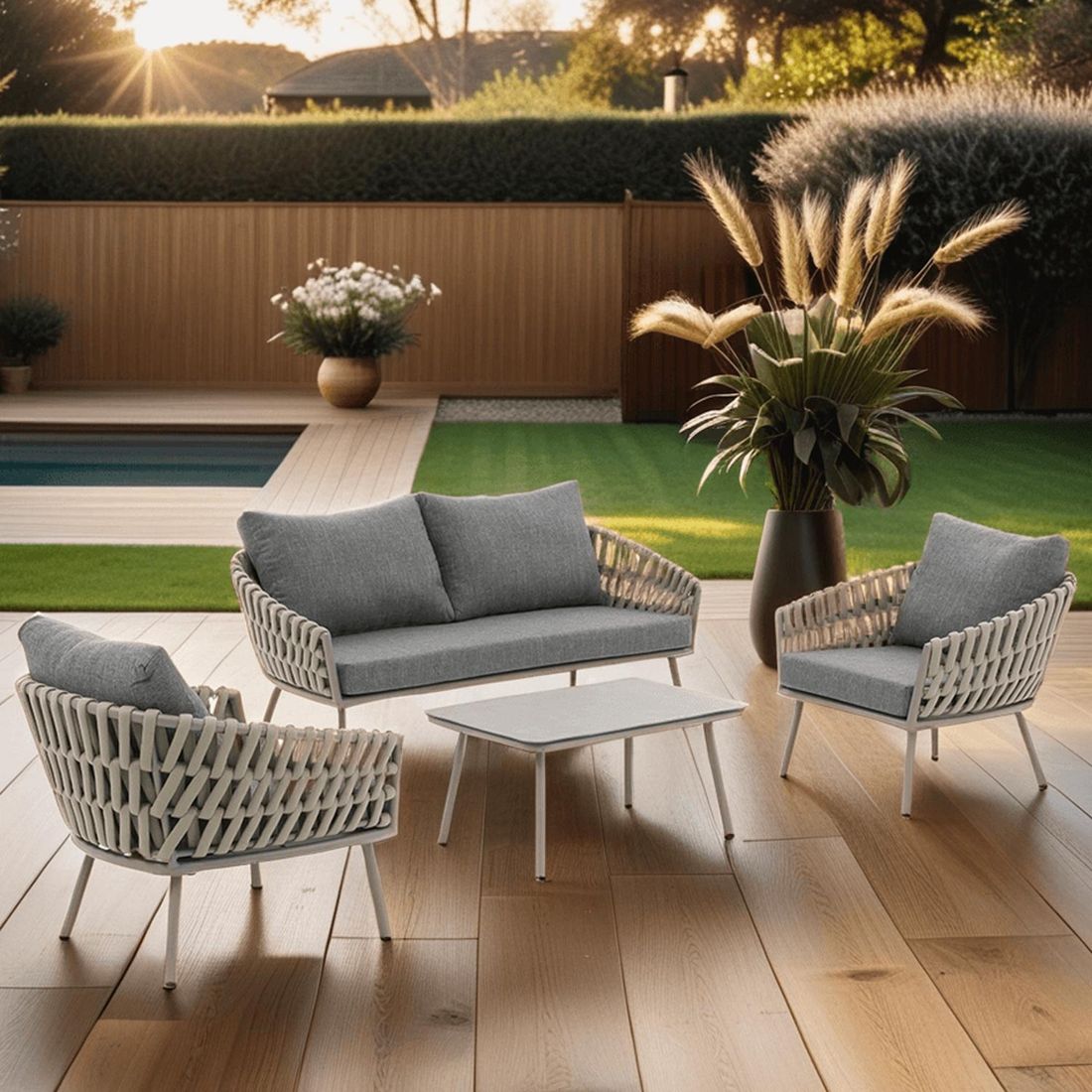 OUTLIV. Valencia Loungeset inkl. Loungetisch Aluminium/Rope