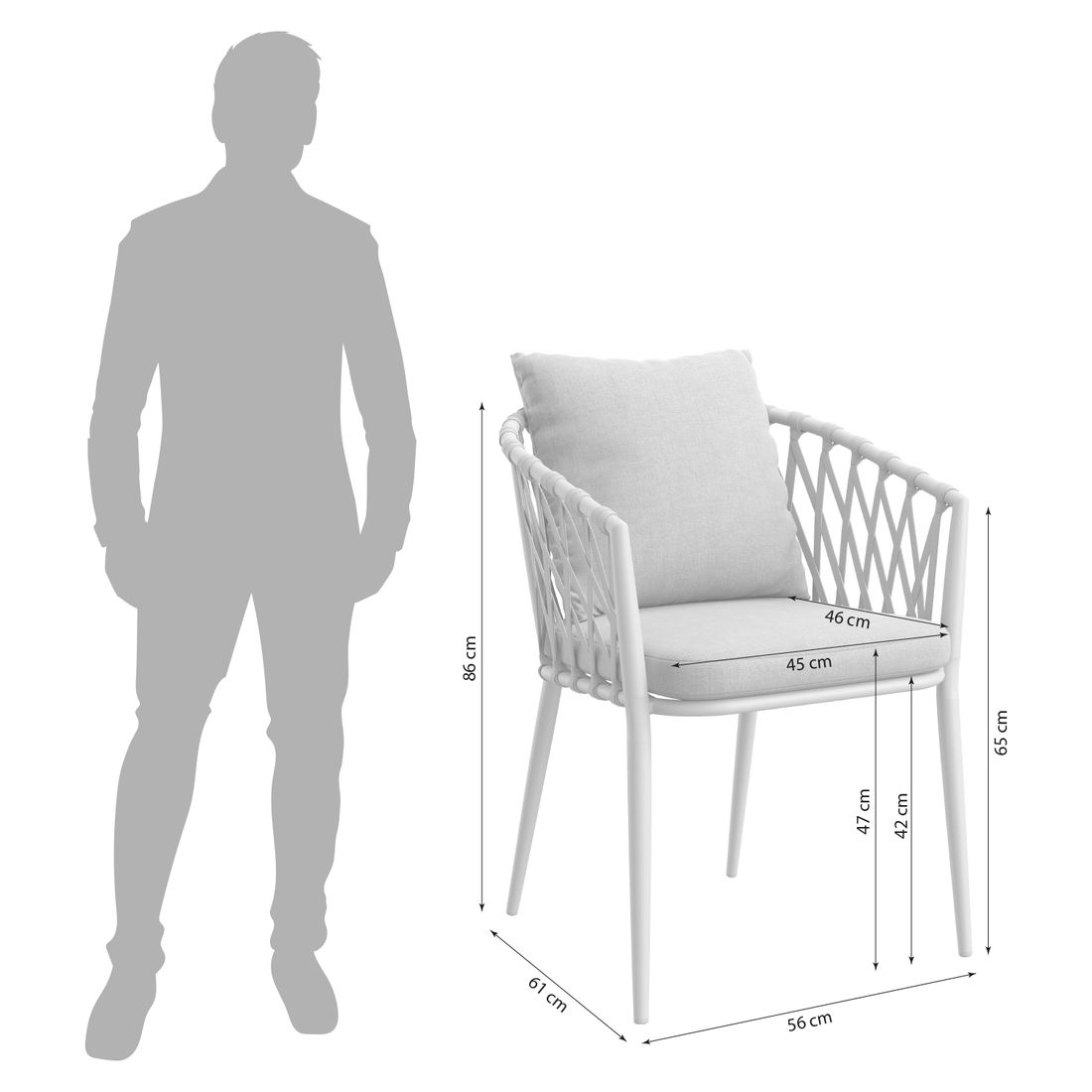 LC Garden Sunrepo Stapelsessel Aluminium mit Sitz- und Rückenkissen