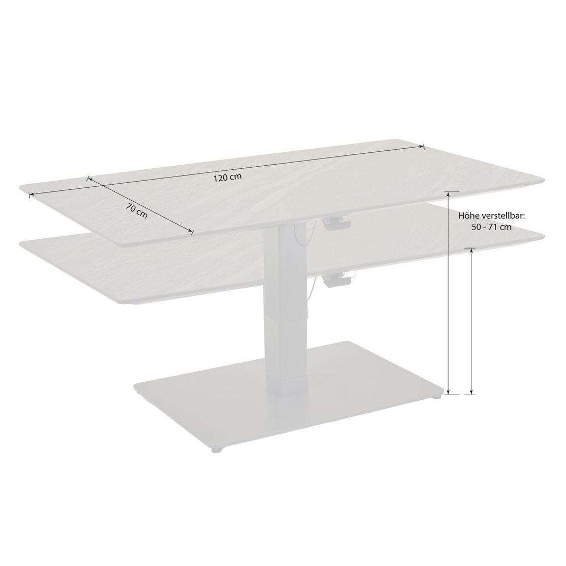 LC Garden Bari Lifttisch 120x70cm Aluminium/Sinterstone