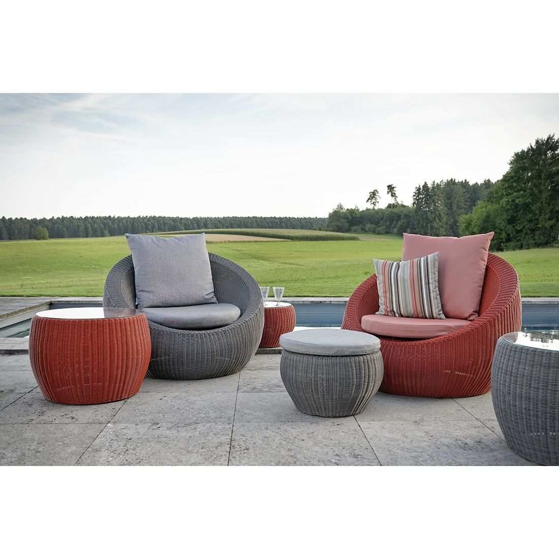 Stern Anny Loungetisch Geflecht/Glas 54x32 cm