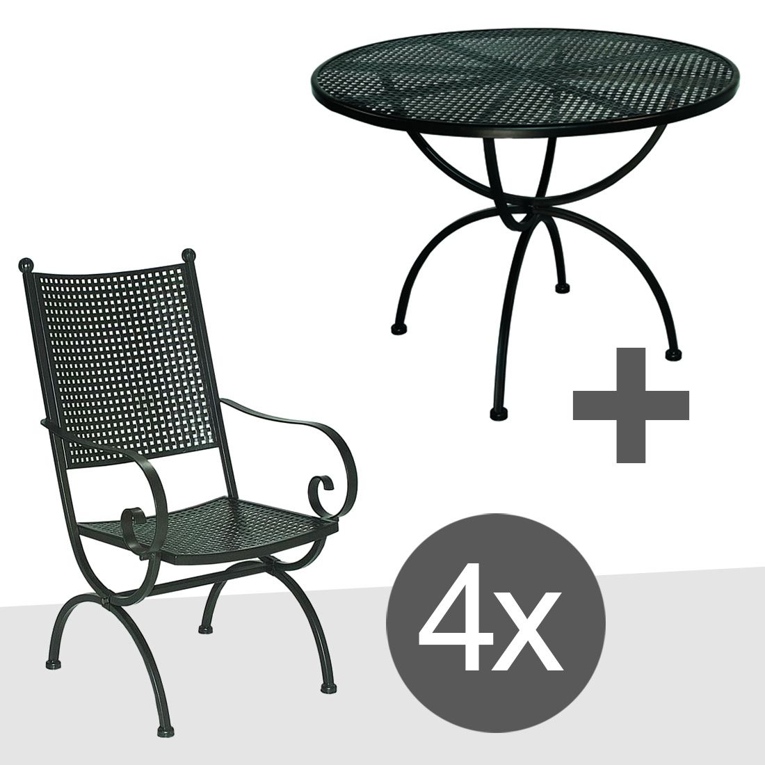 MBM Romeo Elegance Gartenmöbelset 5-teilig mit Romeo Gartentisch Ø100cm