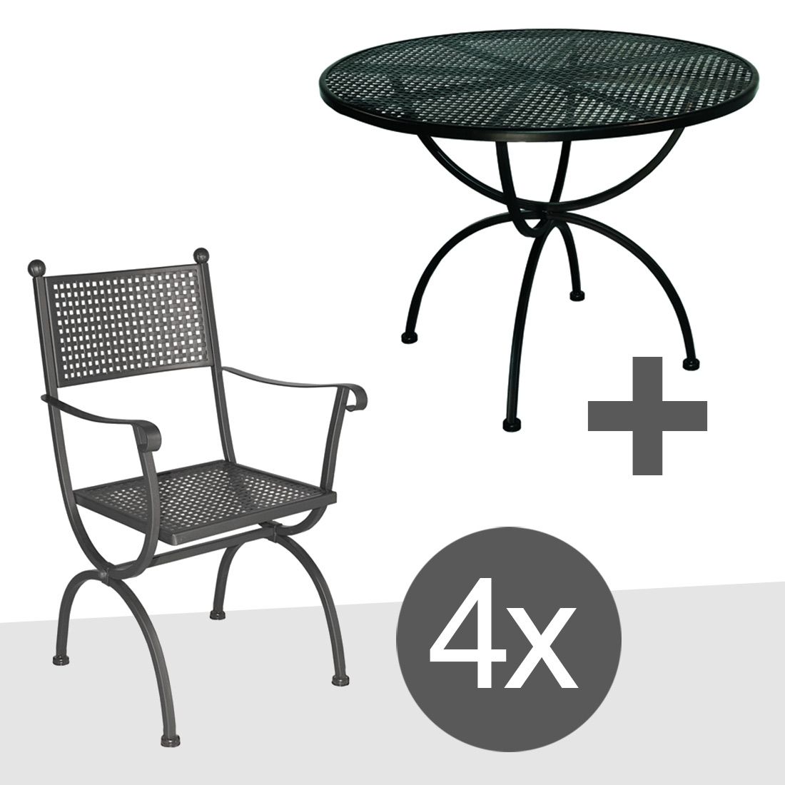 MBM Romeo Gartenmöbel-Set M (4 Plätze) Tisch Ø100cm