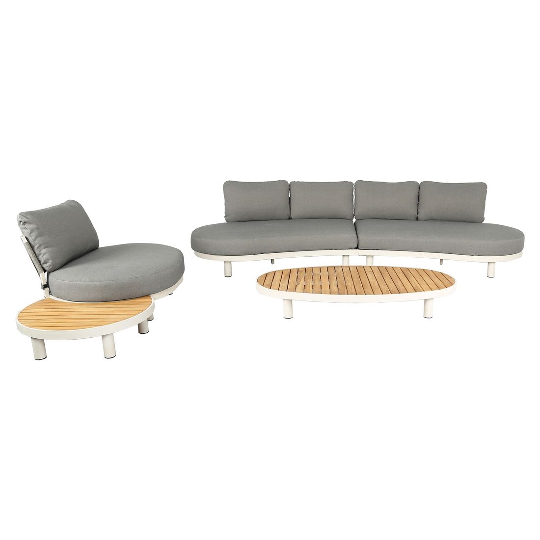 OUTLIV. Washington Deluxe Loungeset inkl. Loungetische Aluminium/Teak/Olefin