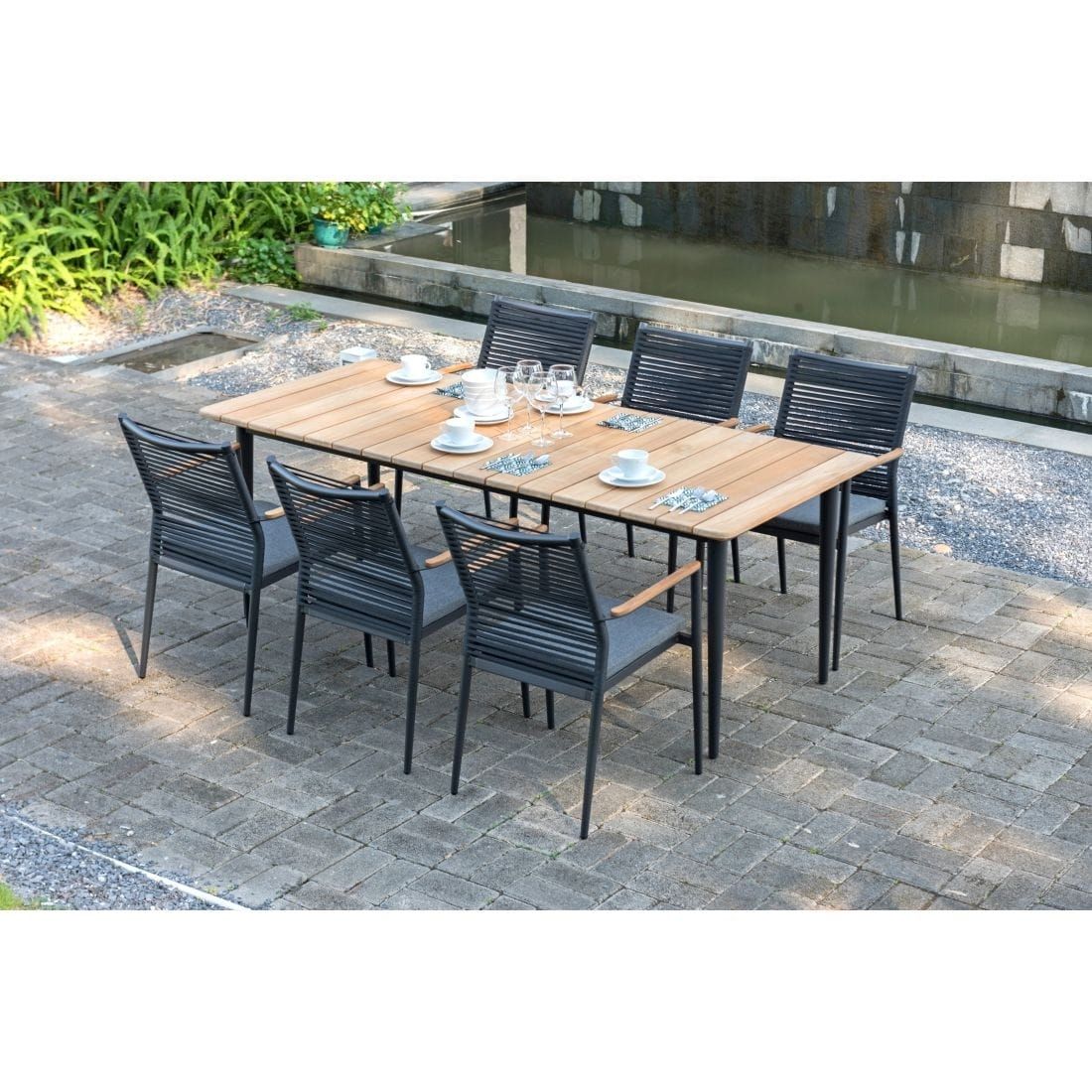 Zebra Spider Gartentisch Aluminium/Teak