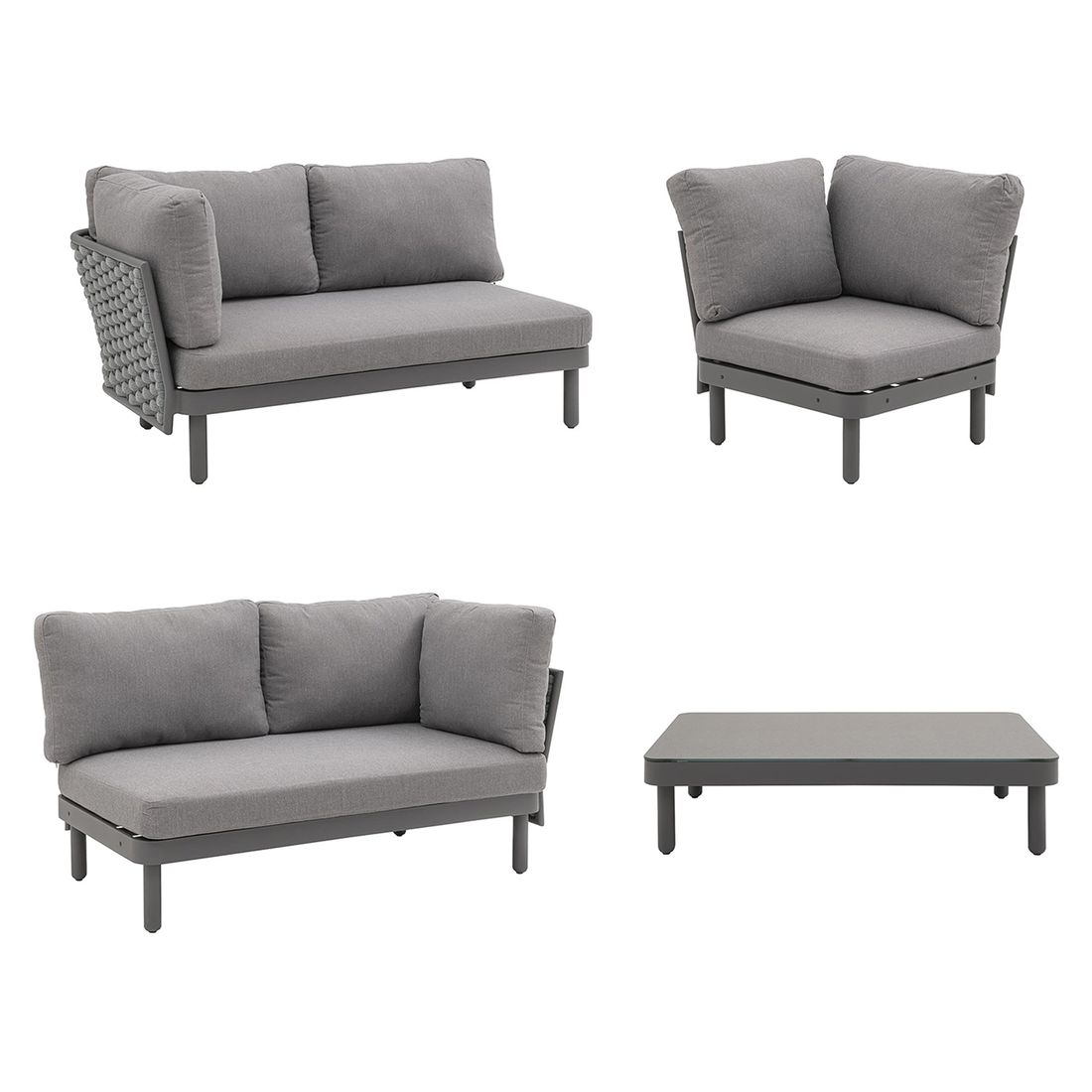 OUTLIV. Leon Ecklounge inkl. Loungetisch Aluminium/Rope/Acryl
