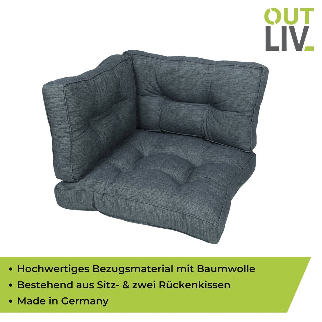 OUTLIV. Lounge-Ersatzkissen f. Eckmodul 73 cm Des.802