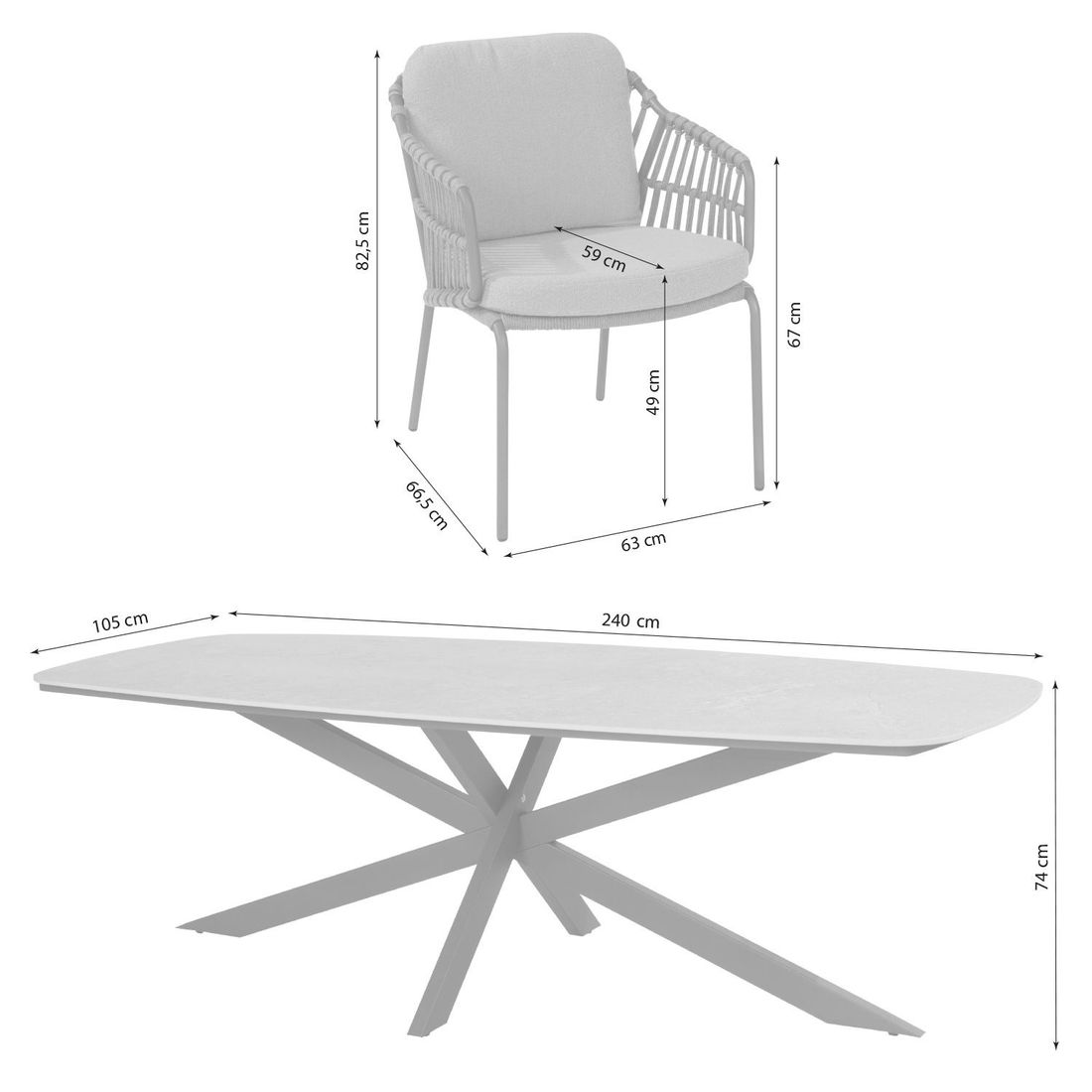 4Seasons Capalbio Gartenmöbel-Set L (6 Plätze) Tisch 240x105cm