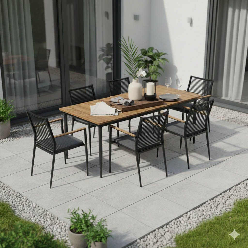 Zebra Spider Gartenmöbel-Set L (6 Plätze) mit OUTLIV. Tisch 220x100cm