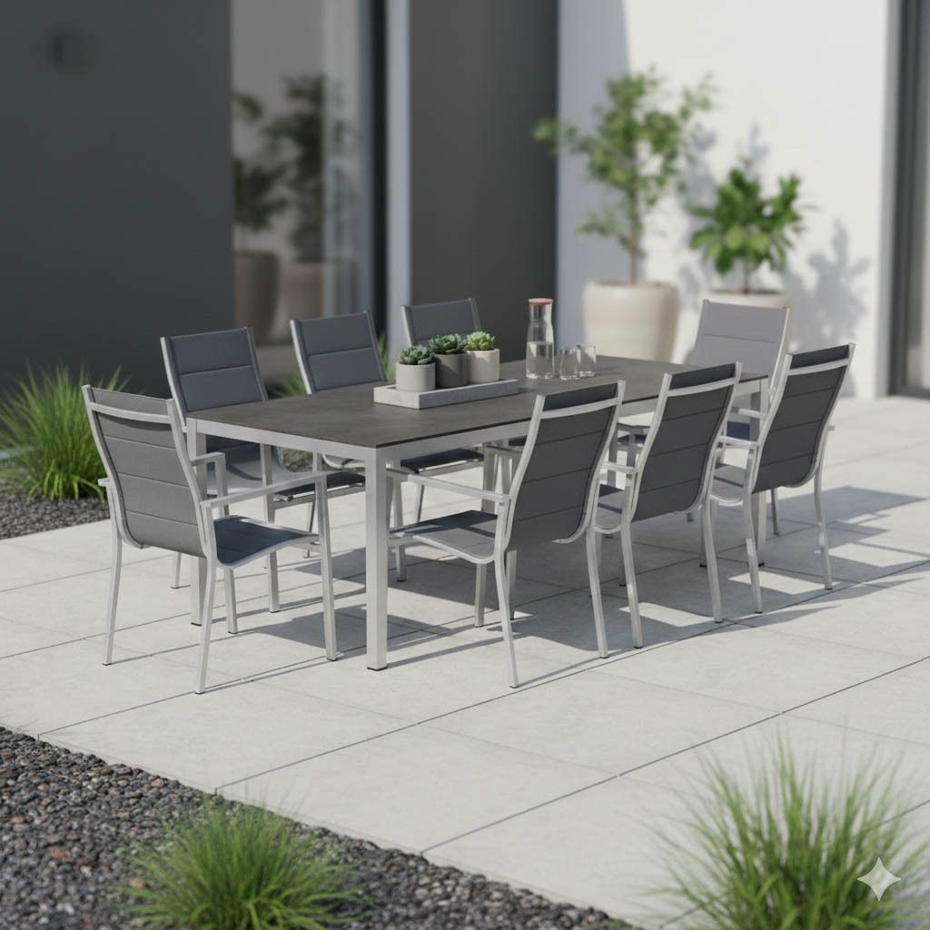 OUTLIV. Melbourne Gartenmöbel-Set XL (8 Plätze) Tisch 220x100cm