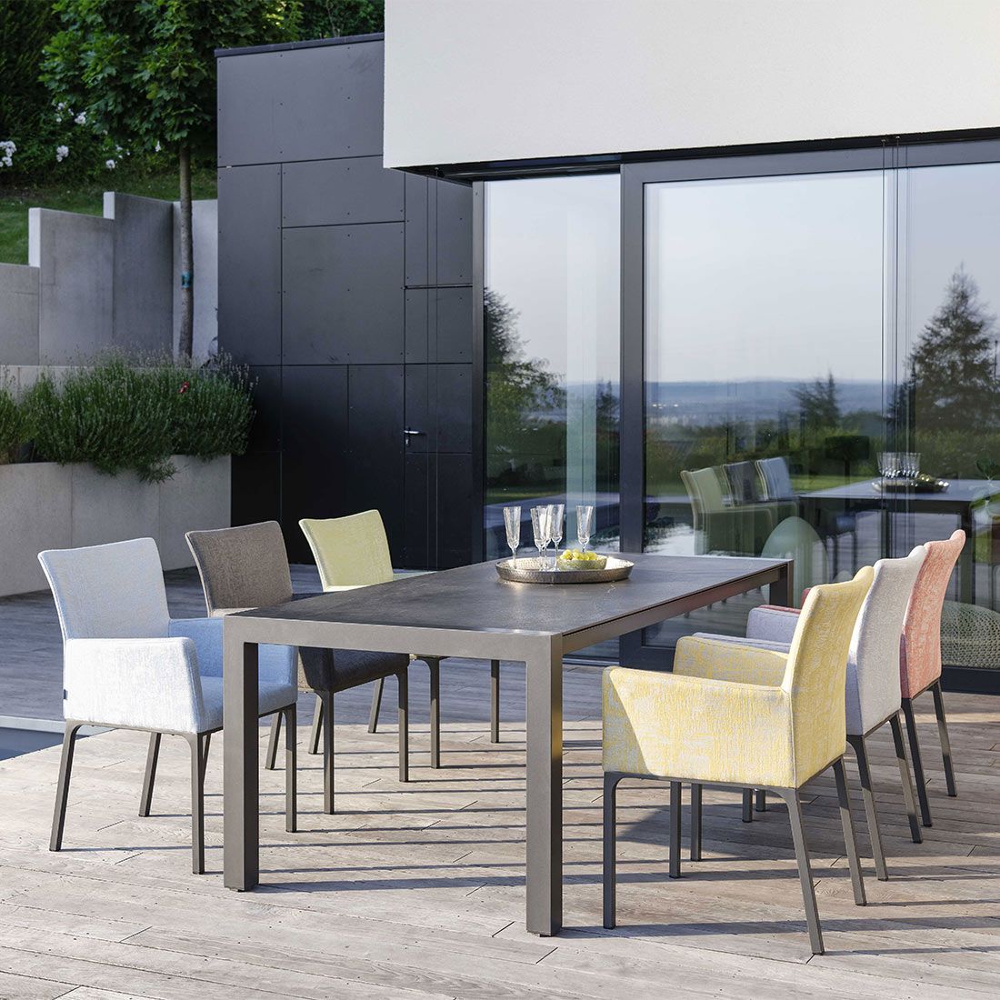 Stern Artus Diningsessel Aluminium/Outdoorstoff