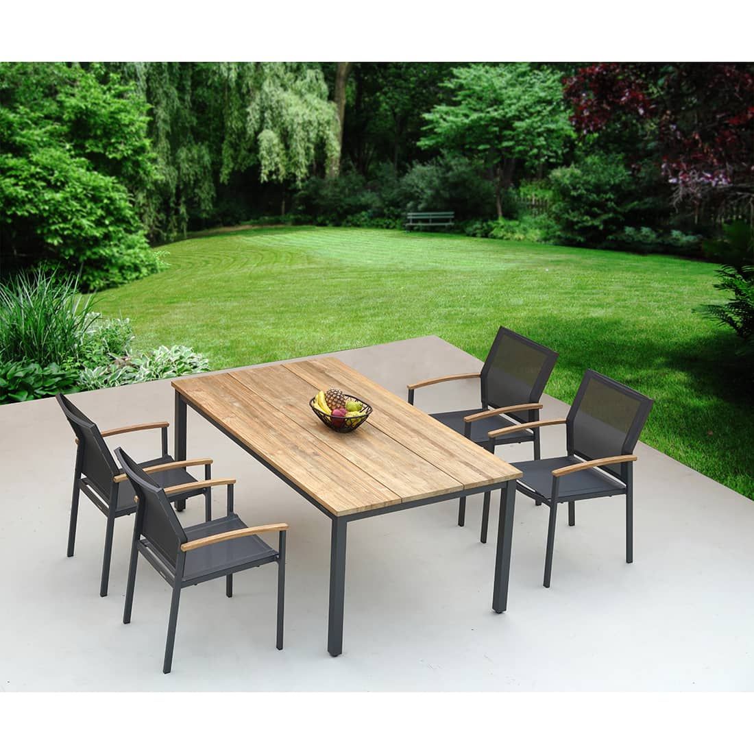 Zebra Alex Gartentisch Aluminium/Teak Recycelt