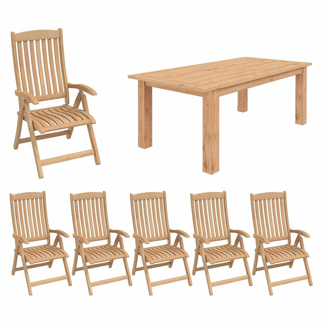 OUTLIV. Takoma Gartenmöbel-Set L verstellbar (6 Plätze) Tisch 200/260x100cm