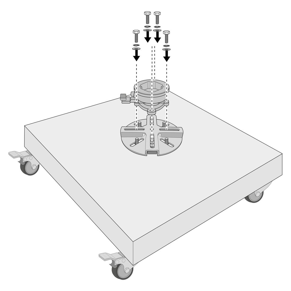 Doppler Adapterplatte Vario für Doppler/OUTLIV. Granitständer 140 kg - von LK85-170 auf LK58-170