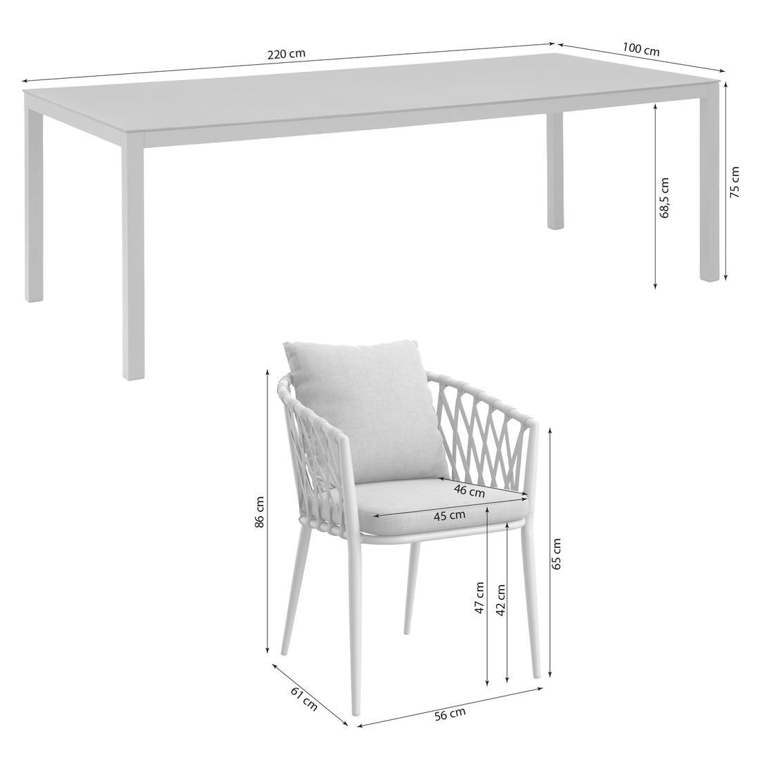 LC Garden Sunrepo Gartenmöbel-Set mit OUTLIV. Tisch 220x100cm